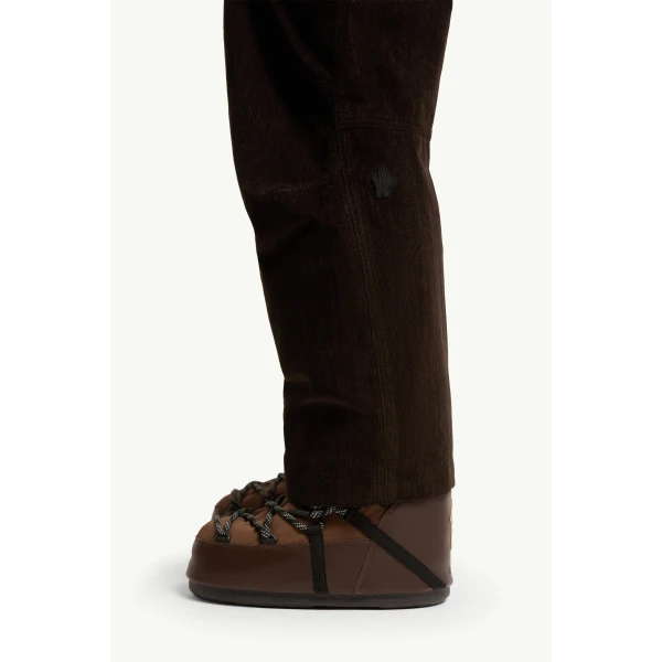 Moncler Corduroy Insulated Ski Trousers in Dark Brown, view 3 | Men's Skiwear | Coveti