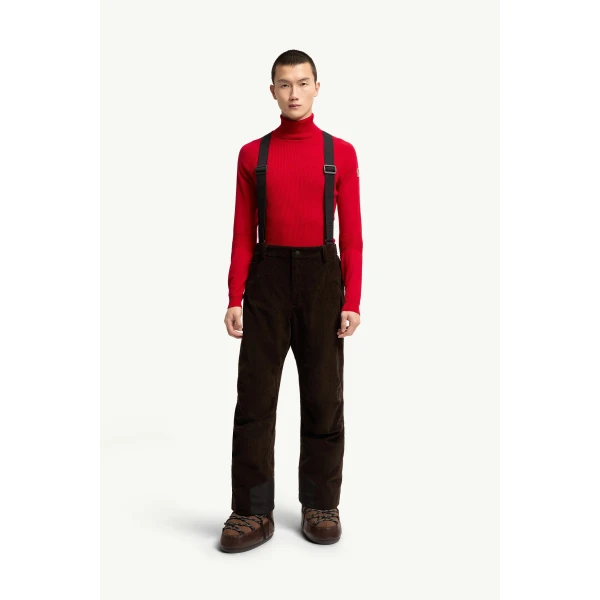 Moncler Corduroy Insulated Ski Trousers in Dark Brown, view 4 | Men's Skiwear | Coveti