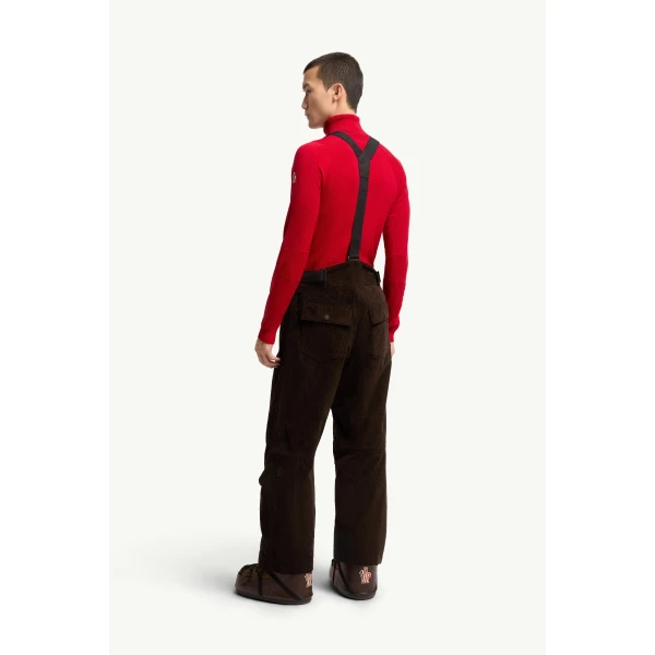 Moncler Corduroy Insulated Ski Trousers in Dark Brown, view 5 | Men's Skiwear | Coveti