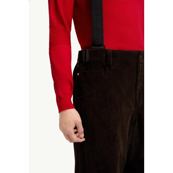 Moncler Corduroy Insulated Ski Trousers in Dark Brown, view 6 | Men's Skiwear | Coveti
