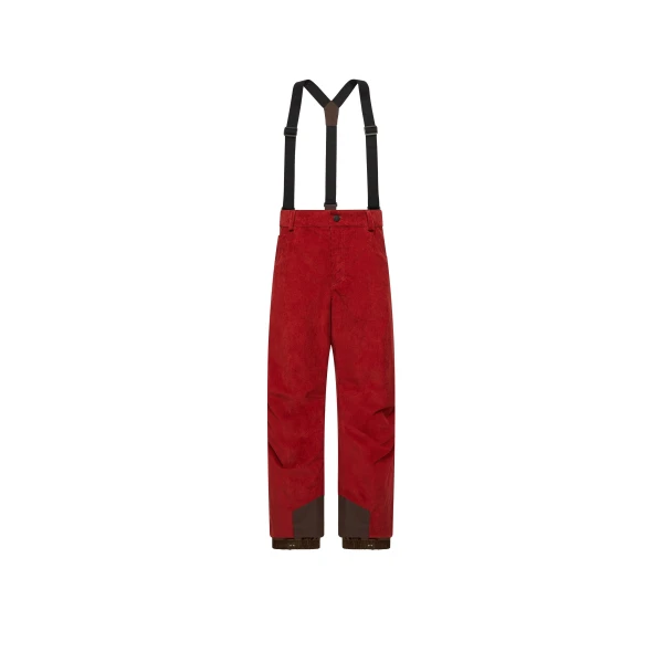 Moncler Corduroy Insulated Ski Trousers in Dark Red | Men's Skiwear | Coveti