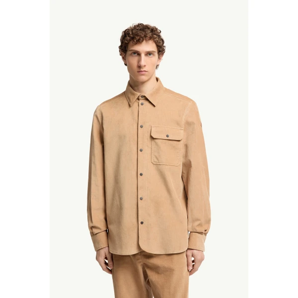 Moncler Corduroy Shirt Jacket in Beige, view 4 | Men's Jackets | Coveti