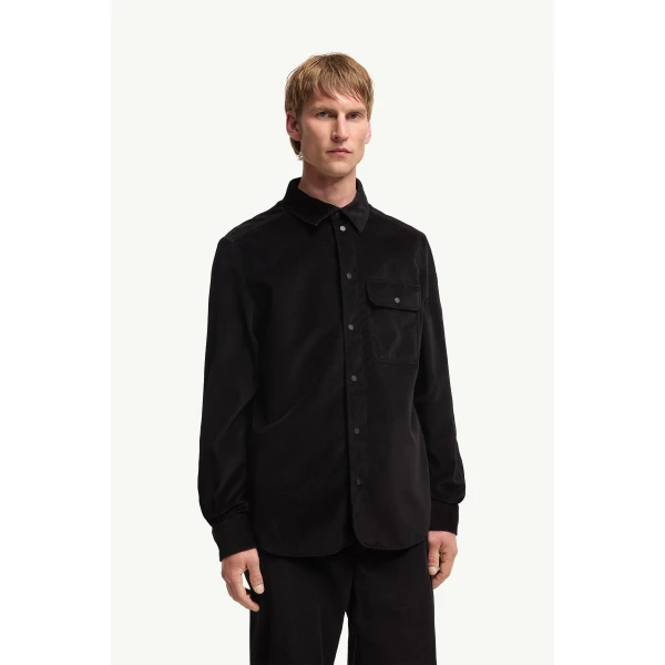 Moncler Corduroy Shirt Jacket in Black, view 4 | Men's Jackets | Coveti