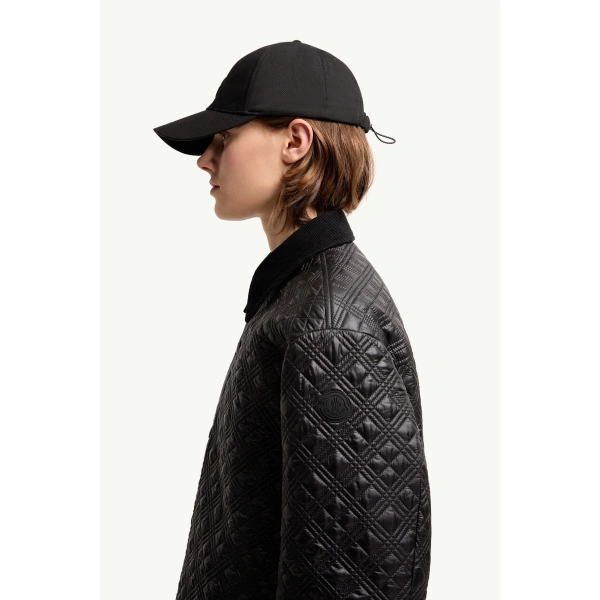 Moncler Corduroy-Trimmed Padded Shirt Jacket in Black, view 3 | Women's Puffer Jackets | Coveti