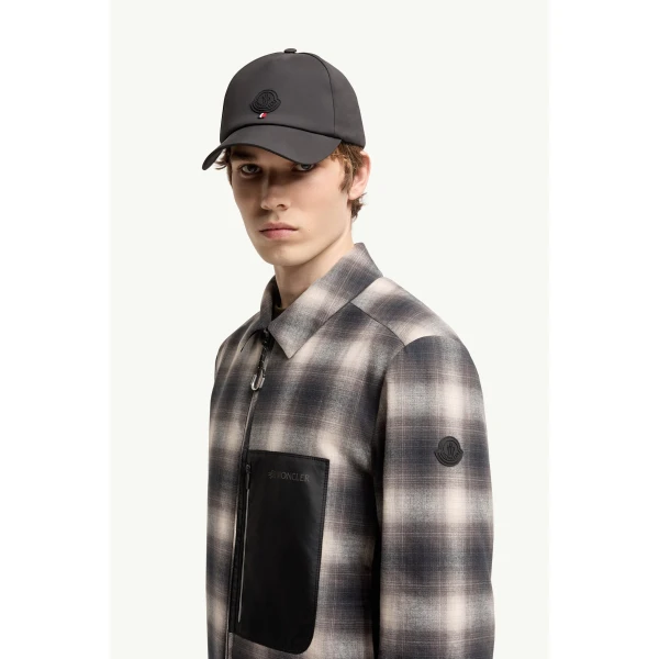 Moncler Cornisello Cotton Down Shirt Jacket in Black & White, view 3 | Men's Jackets | Coveti