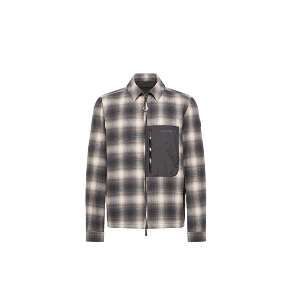 Moncler Cornisello Cotton Down Shirt Jacket in Black & White | Men's Jackets | Coveti