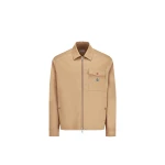 Moncler Cotton Blend Gabardine Shirt Jacket in Beige | Men's Jackets | Coveti