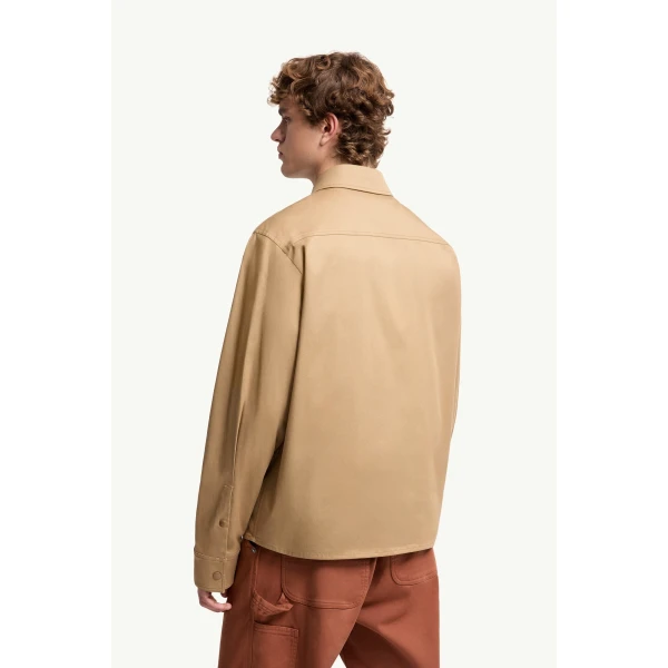 Moncler Cotton Blend Gabardine Shirt Jacket in Beige, view 5 | Men's Jackets | Coveti