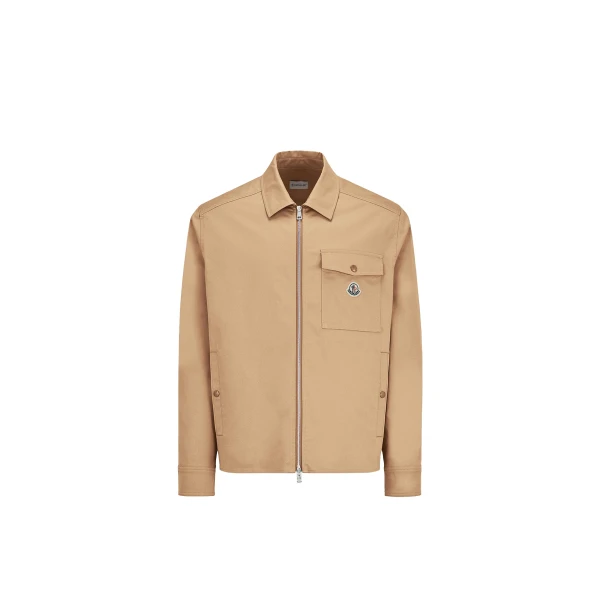 Moncler Cotton Blend Gabardine Shirt Jacket in Beige | Men's Jackets | Coveti