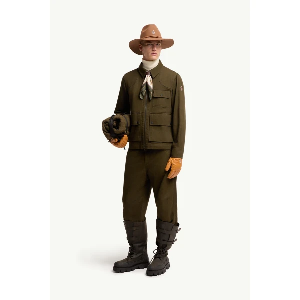Moncler Cotton Long Sleeve Shirt in Olive Green, view 2 | Men's Shirts | Coveti