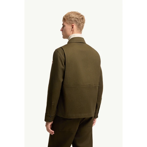 Moncler Cotton Long Sleeve Shirt in Olive Green, view 5 | Men's Shirts | Coveti