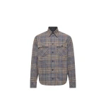 Moncler Cotton Tartan Shirt in Light Blue & Beige | Men's Shirts | Coveti