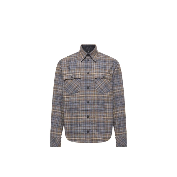 Cotton Tartan Shirt in Light Blue & Beige