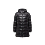 Moncler Courcelles Hooded Mid-Length Down Jacket in Black | Women's Puffer and Down Coats | Coveti