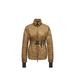 Moncler Crevoux Leaf-Quilted Down Shirt Jacket in Camel Beige | Women's Puffer Jackets | Coveti