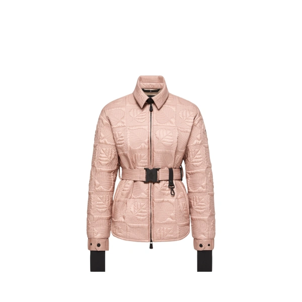 Moncler Crevoux Leaf-Quilted Down Shirt Jacket in Pink | Women's Puffer Jackets | Coveti