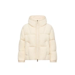 Moncler Cristallin Hooded Wool Blend Short Down Jacket in White Ivory | Women's Puffer Jackets | Coveti