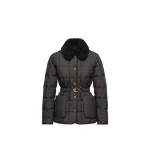 Moncler Cygnes Belted Short Down Jacket in Black | Women's Puffer Jackets | Coveti