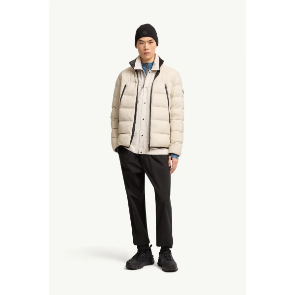 Moncler Dalalven Short Down Jacket in White Ivory, view 2 | Men's Jackets | Coveti