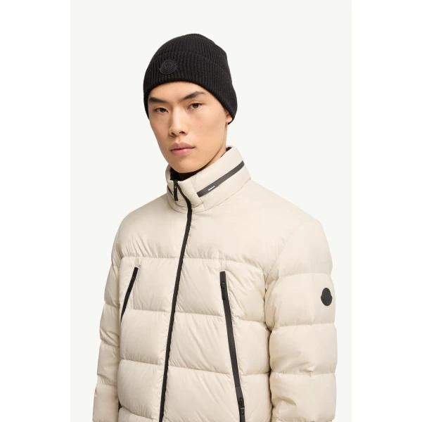 Moncler Dalalven Short Down Jacket in White Ivory, view 3 | Men's Jackets | Coveti
