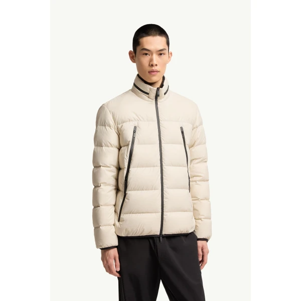 Moncler Dalalven Short Down Jacket in White Ivory, view 4 | Men's Jackets | Coveti