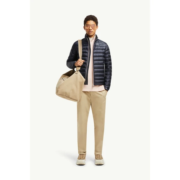 Moncler Daniel Short Down Jacket in Night Blue, view 2 | Men's Jackets | Coveti