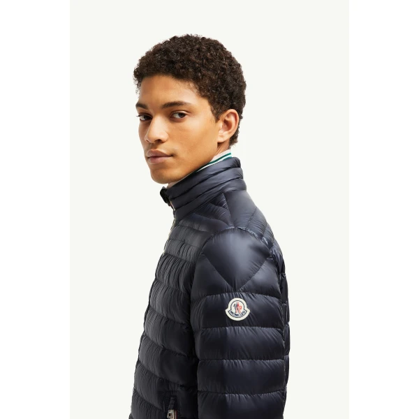 Moncler Daniel Short Down Jacket in Night Blue, view 3 | Men's Jackets | Coveti