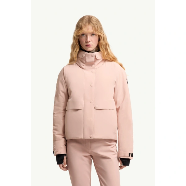 Moncler Danses Insulated Ski Jacket in Pink, view 4 | Women's Ski Jackets | Coveti