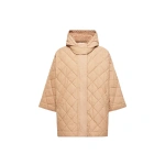 Moncler Diamond-Quilted Hooded Cape in Beige | Women's Cape Coats | Coveti