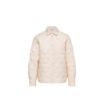 Moncler Diamond-Quilted Padded Shirt Jacket in White Ivory | Women's Puffer Jackets | Coveti