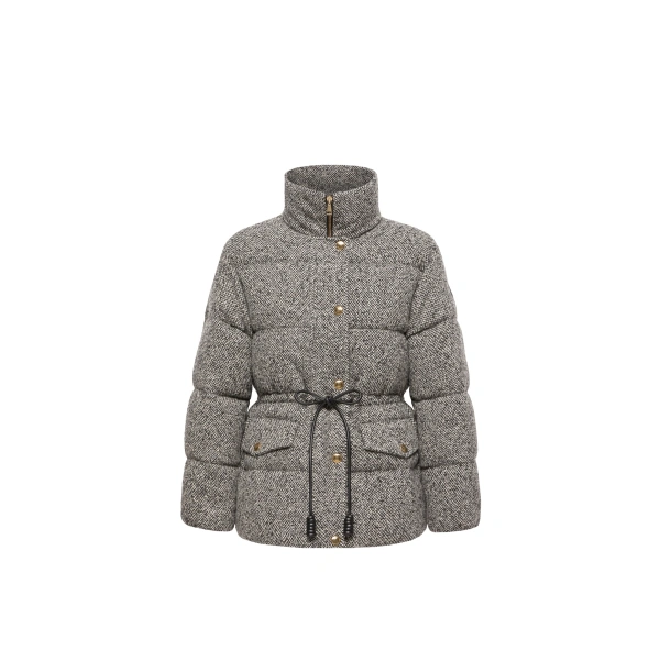 Moncler Diaphanes Hooded Short Down Jacket in Gray | Women's Puffer Jackets | Coveti