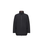 Moncler Didessa Hodded Short Parka Jacket in Navy Blue | Men's Coats | Coveti