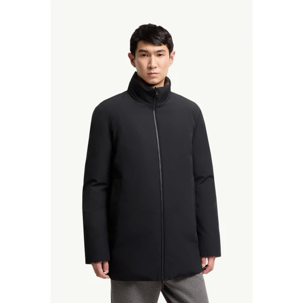 Moncler Didessa Hodded Short Parka Jacket in Navy Blue, view 4 | Men's Coats | Coveti