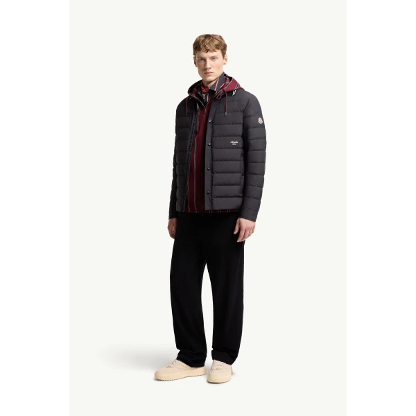 Moncler Dorvath Down Shirt Jacket in Navy Blue, view 2 | Men's Jackets | Coveti