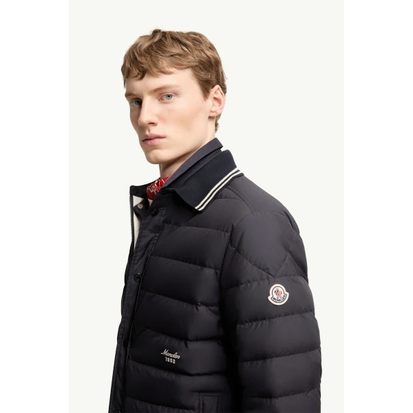 Moncler Dorvath Down Shirt Jacket in Navy Blue, view 3 | Men's Jackets | Coveti