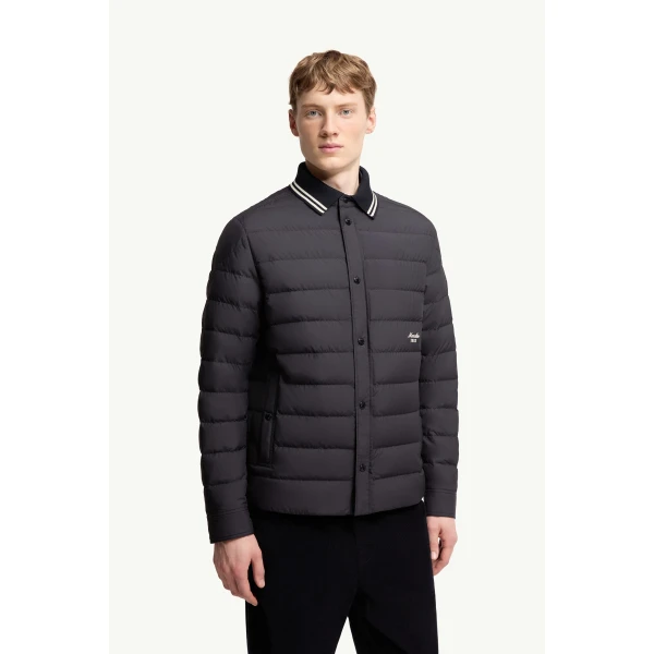 Moncler Dorvath Down Shirt Jacket in Navy Blue, view 4 | Men's Jackets | Coveti