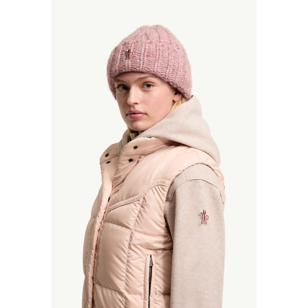 Moncler Doucy Square-Quilted Down Gilet in Pink, view 3 | Women's Vests and Gilets | Coveti