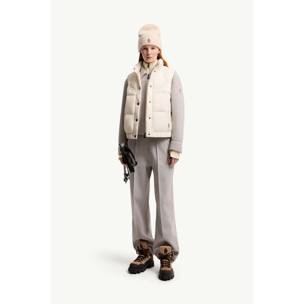 Moncler Doucy Square-Quilted Down Gilet in White, view 2 | Women's Vests and Gilets | Coveti