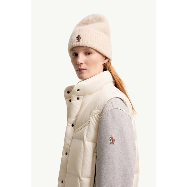 Moncler Doucy Square-Quilted Down Gilet in White, view 3 | Women's Vests and Gilets | Coveti