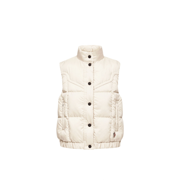 Moncler Doucy Square-Quilted Down Gilet in White | Women's Vests and Gilets | Coveti
