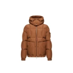 Moncler Dravenis Hooded Short Down Jacket in Light Brown | Men's Jackets | Coveti