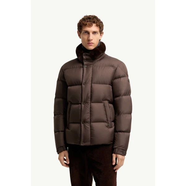 Moncler Drisfall Short Down Jacket in Brown, view 4 | Men's Jackets | Coveti