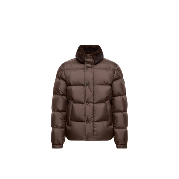 Moncler Drisfall Short Down Jacket in Brown | Men's Jackets | Coveti