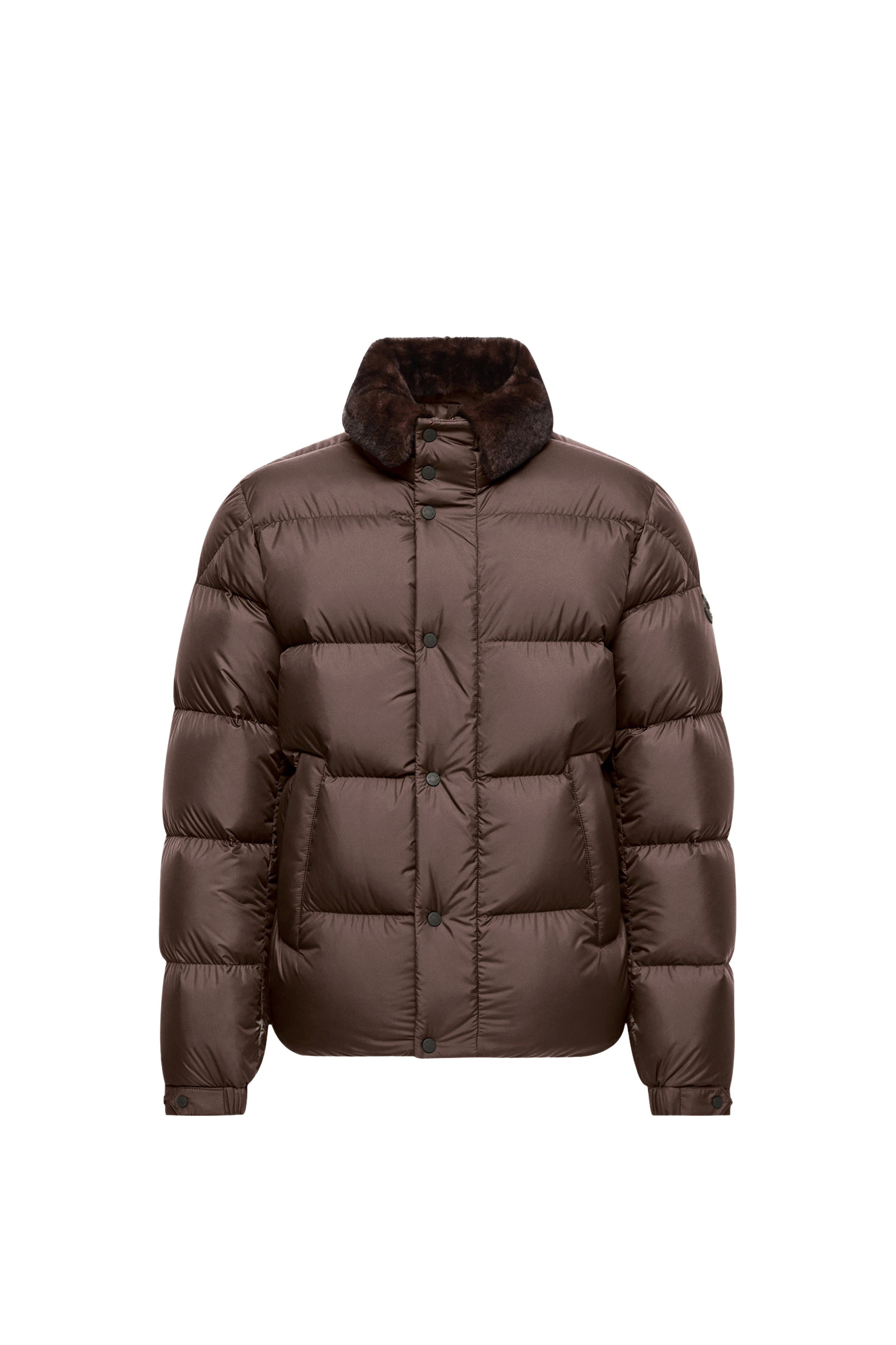 Mini Lin Bucket Moncler Drisfall Short Down Jacket in Brown | Buy Men's Jackets at Coveti