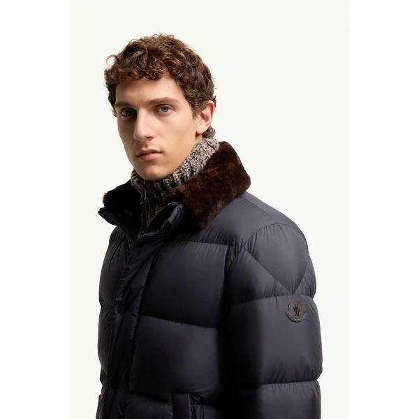 Moncler Drisfall Short Down Jacket in Dark Blue, view 3 | Men's Jackets | Coveti