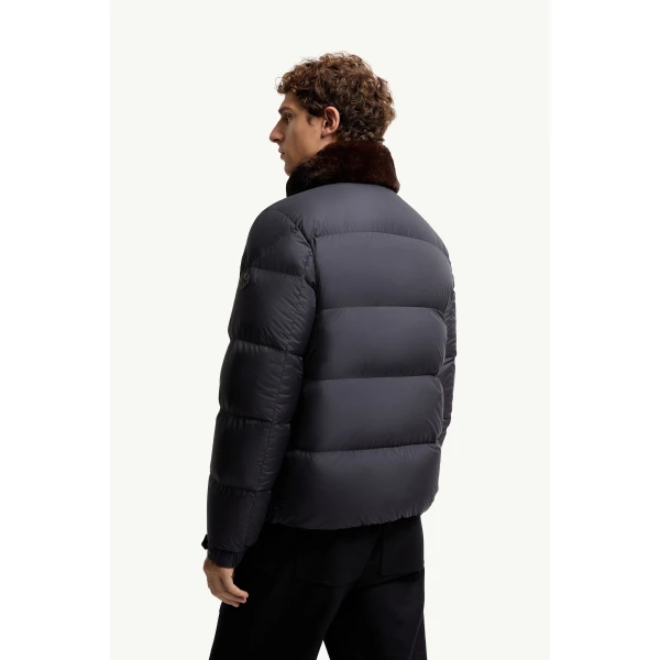 Moncler Drisfall Short Down Jacket in Dark Blue, view 5 | Men's Jackets | Coveti