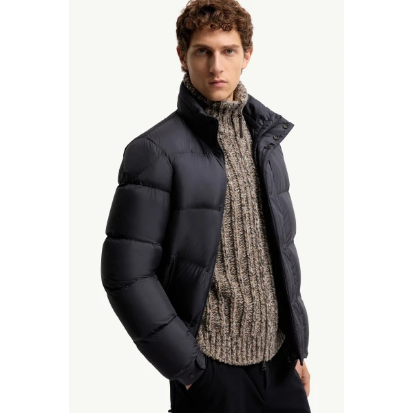 Moncler Drisfall Short Down Jacket in Dark Blue, view 6 | Men's Jackets | Coveti