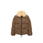 Moncler Dynamique Boucle Short Down Jacket in Brown | Women's Tweed Jackets | Coveti