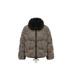 Moncler Dynamique Boucle Short Down Jacket in Dark Gray | Women's Tweed Jackets | Coveti