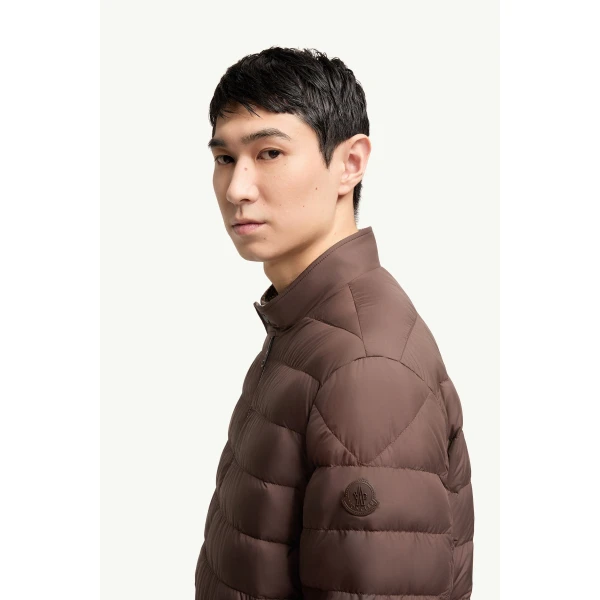 Moncler Ebrodel Reversible Down Shirt Jacket in Brown, view 3 | Men's Jackets | Coveti